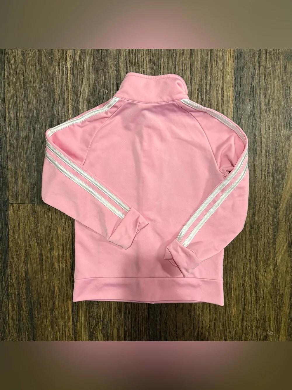 adidas Kids' Pink Track Jacket with White Stripes Size 5